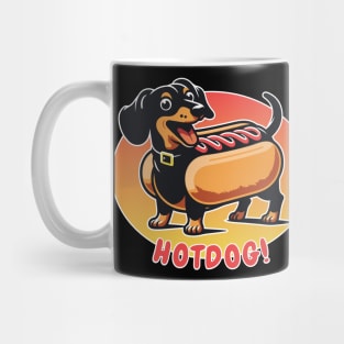 Wiener Dog Hotdog | Long Dachshund Black & Tan Dog in Bun Suit | Sausage Dog Mug